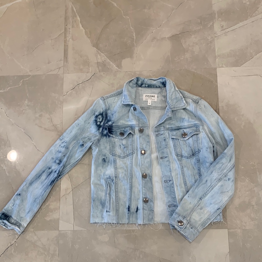Frame tie dye cropped jean jacket - S
